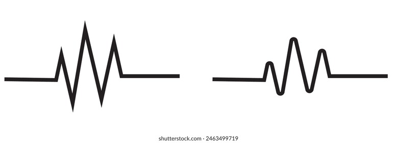 Icono de Onda de radio. Vector de onda de sonido simple monocromo. Barra de sonido del reproductor de música. Interfaz de grabación. Icono de ecualizador con línea de onda sonora. Aislado sobre fondo blanco. Ilustración vectorial.