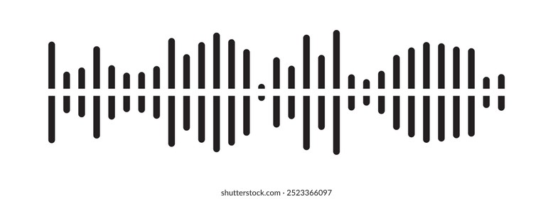 Radio Wave icon. Monochrome simple sound wave on white background. Vector sound wave icon. Music player sound bar. Record interface. Equalizer icon with soundwave line. vector illustration in eps 10.