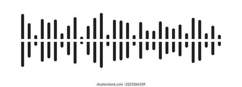 Radio Wave icon. Monochrome simple sound wave on white background. Vector sound wave icon. Music player sound bar. Record interface. Equalizer icon with soundwave line. vector illustration in eps 10.