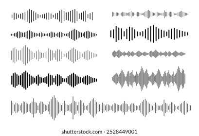 Ícone Radio Wave. Frequência de áudio de música, forma de onda de voz, sinal de rádio eletrônico, nível de volume, símbolo de faixa. Ícone do equalizador com linha da onda sonora. usado para celular.