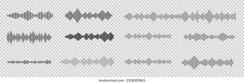 Ícone Radio Wave. Frequência de áudio de música, forma de onda de voz, sinal de rádio eletrônico, nível de volume, símbolo de faixa. Ícone do equalizador com linha da onda sonora. usado para celular.