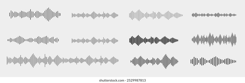 Ícone Radio Wave. Frequência de áudio de música, forma de onda de voz, sinal de rádio eletrônico, nível de volume, símbolo de faixa. Ícone do equalizador com linha da onda sonora. usado para celular.