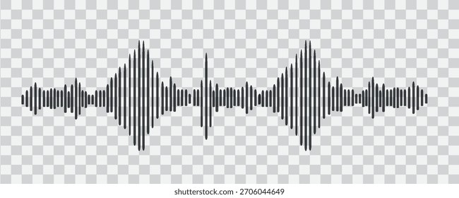 Funkwellen-Symbolsatz. Einfache monochrome Schallwellen auf transparentem Hintergrund. Vektortonwellensymbole. Soundleiste des Musik-Players.