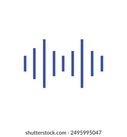 Radio wave or sound wave icon. Sound wave symbol. Sound record icon. Vector icon of sound wave, Vector dark blue icon on white background. Vector illustration. Eps file 159.