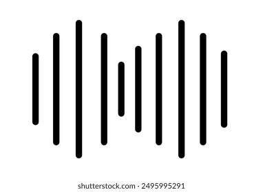 Onda de radio o icono de onda de sonido. Símbolo de onda sonora. Icono de grabación de sonido. Vector de sonido, Vector negro sobre fondo blanco. Ilustración vectorial. Archivo Eps 156.