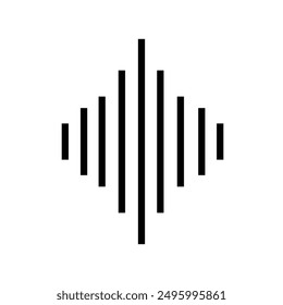 Radio wave or sound wave icon. Sound wave symbol. Sound record icon. Vector icon of sound wave, Vector black icon on white background. Vector illustration. Eps file 157.