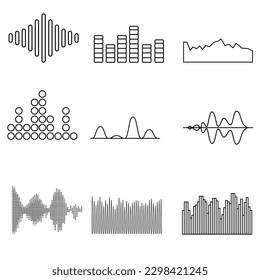 Radio Wave vector icon set. Monochrome simple sound wave illustration sign collection. signal symbol or logo.