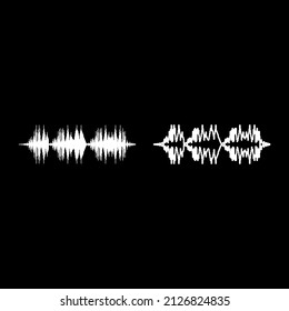 Radio wave wireless Pulse audio music set icon white color vector illustration image solid fill outline contour line thin flat style