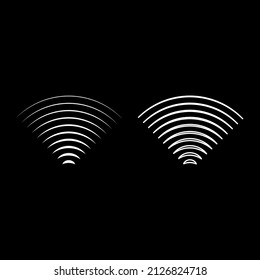 Icono de conjunto inalámbrico de ondas de radio color blanco ilustración vectorial simple contorno de contorno de relleno sólido línea delgado estilo plano