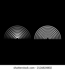 Icono de conjunto inalámbrico de ondas de radio color blanco ilustración vectorial simple contorno de contorno de relleno sólido línea delgado estilo plano