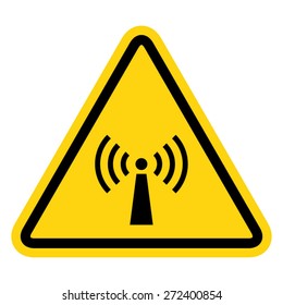 Radio waves hazard warning sign