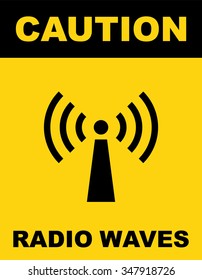 Radio waves hazard warning sign . Vector illustration
