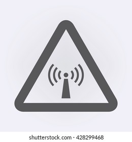 Radio waves hazard warning sign . Vector illustration