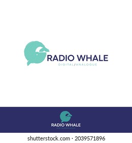Radio whale logo with wave shapes