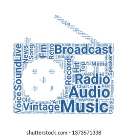 radio word cloud. tag cloud about radio