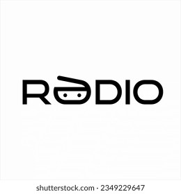 Radio word design with its symbol on letter A.