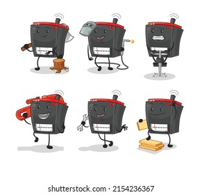 radio worker set character. cartoon mascot vector