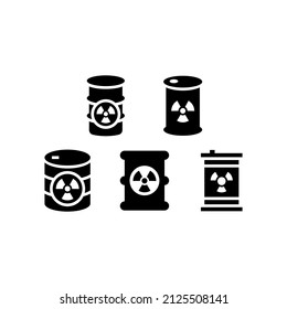 Radioactive Barrel set icon isolated on white background