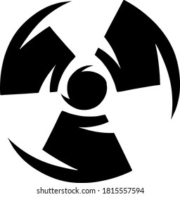 Radioactive biohazard symbol with sharp shredded spinning effect