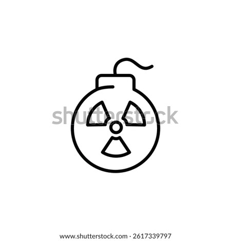 Radioactive Bomb Symbol Illustration, Atomic Energy Vector, Black Outline