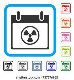 Radioactive Calendar Day icon. Flat grey iconic symbol inside a light blue rounded square. Black, gray, green, blue, red, orange color variants of Radioactive Calendar Day vector.