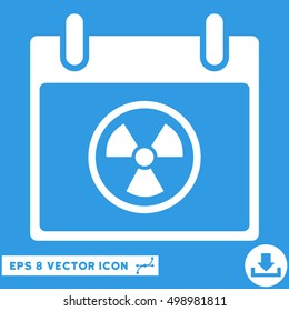Radioactive Calendar Day icon. Vector EPS illustration style is flat iconic symbol, white color.