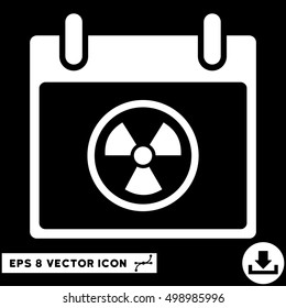 Radioactive Calendar Day icon. Vector EPS illustration style is flat iconic symbol, white color.