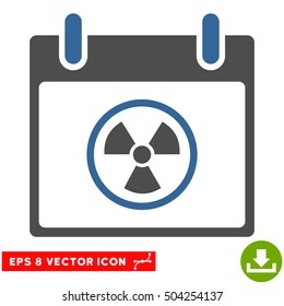 Radioactive Calendar Day icon. Vector EPS illustration style is flat iconic bicolor symbol, cobalt and gray colors.