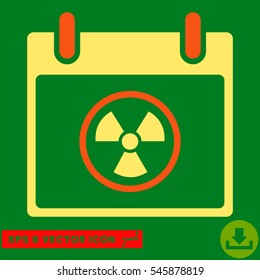 Radioactive Calendar Day icon. Vector EPS illustration style is flat iconic bicolor symbol, orange and yellow colors.