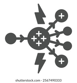 Radioactive chain atom reaction solid icon, atomic energy concept. Vector graphics. Radioactivity element sign on white background, glyph style icon for mobile or web design