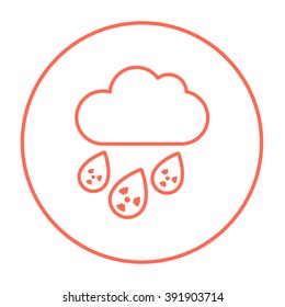 Icono de nube radioactiva y línea de lluvia.