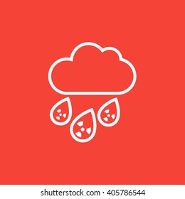 Radioactive cloud and rain line icon.