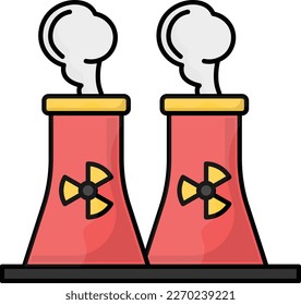 Radioactive contamination outline color concept, nuclear power generation alpha emitters vector icon design, Environmental pollution symbol, Chemical Biological contamination Pollutants illustration