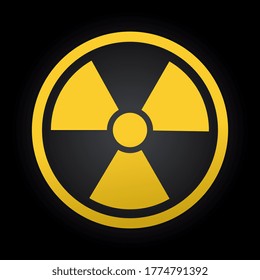 Radioactive contamination symbol. Radioactive warning icon on black background. Vector illustration. Eps 10 vector file. 