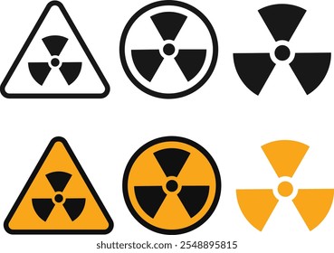 Radioactive contamination symbol. Yellow warning sign of radiation danger. Nuclear sign Vector illustration.