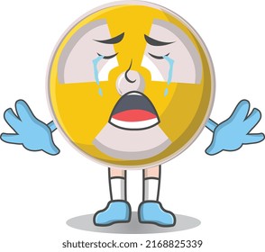 Radioactive cute crying design character, design vector illustrator.