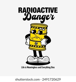 RADIOACTIVE cute retro cartoon vector hand drawn