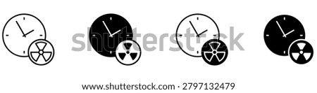 Radioactive decay time icon vector set. Nuclear half-life illustration sign collection. Atom breakdown symbol. Physics timing logo or mark.