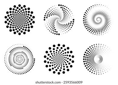 Radioactive dots. Black dots. Dot divergence diagram. The polka dot icon. Techno style dot graphics. Circular dots.