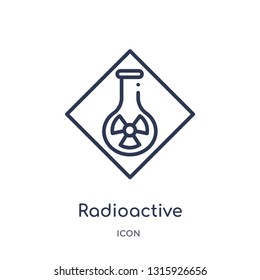 radioactive elements icon from signs outline collection. Thin line radioactive elements icon isolated on white background.