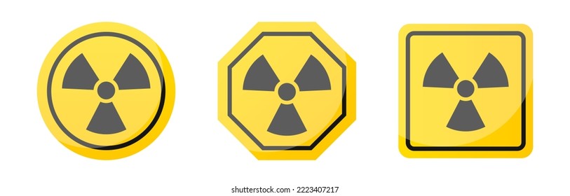 Radioactive elements realistic signs. Symbol of radioactive threat alert. Radiation icons. Radiation hazard. EPS 10