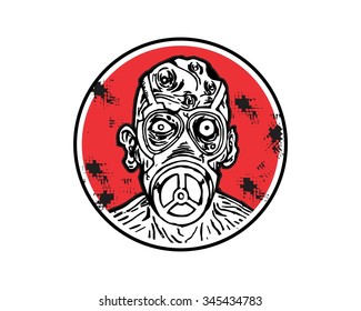 radioactive evil zombie logo icon vector character illustration