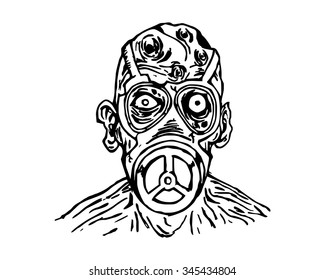 radioactive evil zombie logo icon vector character illustration