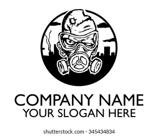 radioactive evil zombie logo icon vector character illustration