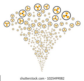 Radioactive exploding fountain. Vector illustration style is flat iconic symbols. Object fountain created from random pictograms as radioactive fireworks.