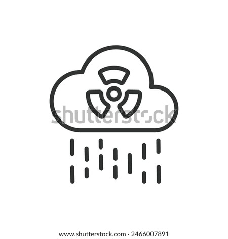 Radioactive fallout, acid rain, in line design. Radioactive, Fallout, Pollution, Hazard, Radioactivity, on white background vector. Radioactive fallout, acid rain editable stroke icon.