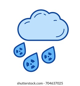 Radioactive fallout vector line icon isolated on white background. Radioactive fallout line icon for infographic, website or app. Blue icon designed on a grid system.