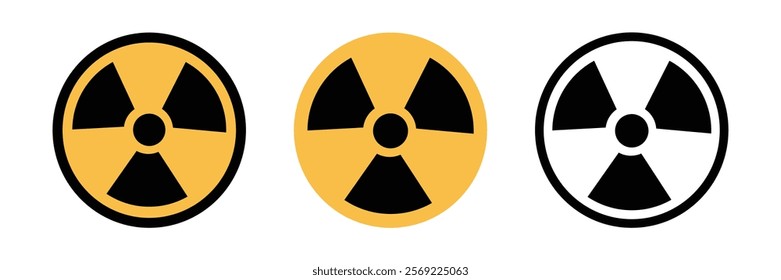 Radioactive flat vector icons set