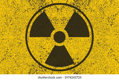 Radioactive hazard background. Trefoil symbol. Illustration of grunge nuclear non-ionizing radiation wallpaper. Attention. Danger zone. Caution radiological contamination. Post Apocalyptic concept.