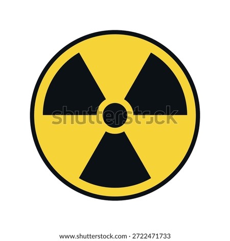 Radioactive hazard sign. A black sign in a yellow circle on a white background.
